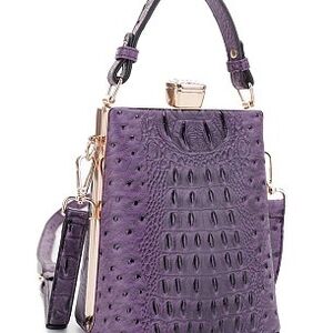Elegant Purple Crocodile-Embossed Handbag